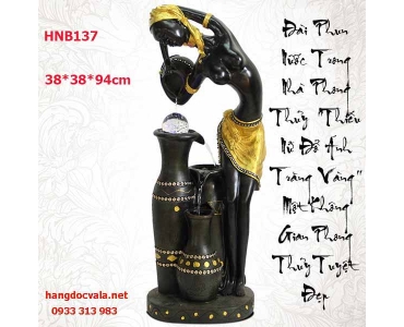 ĐÀI PHUN NƯỚC PHONG THỦY  MINI THIẾU NỮ ĐỔ ÁNH TRĂNG VÀNG