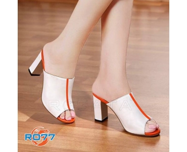 Giày cao gót hở mũi sọc cam